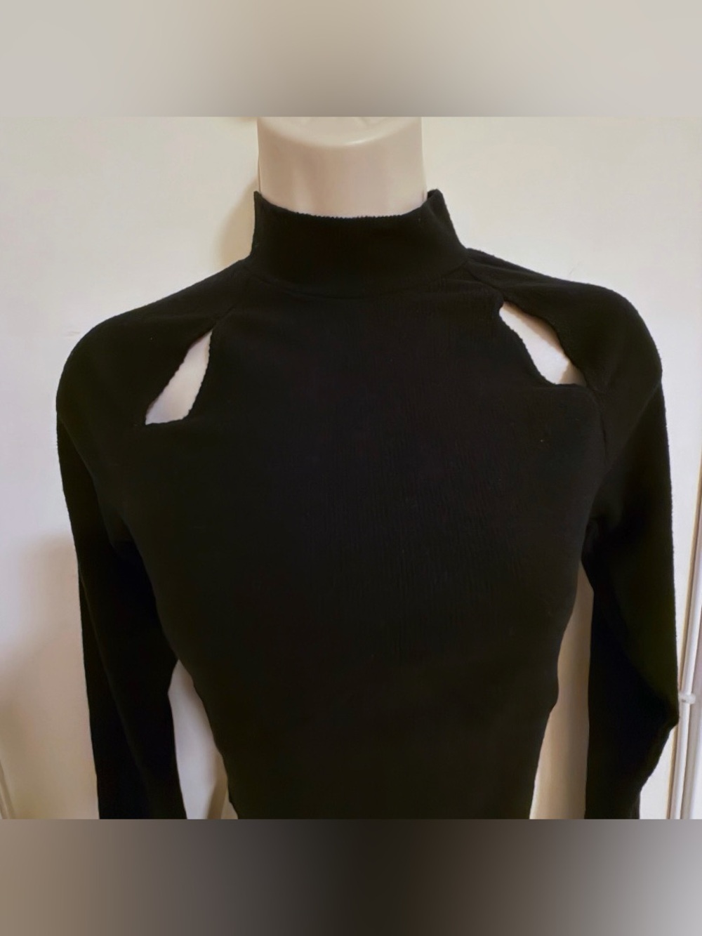 WAYF | Mock Neck Corset Detail w Cut Out Long Sleeve in Black size Small